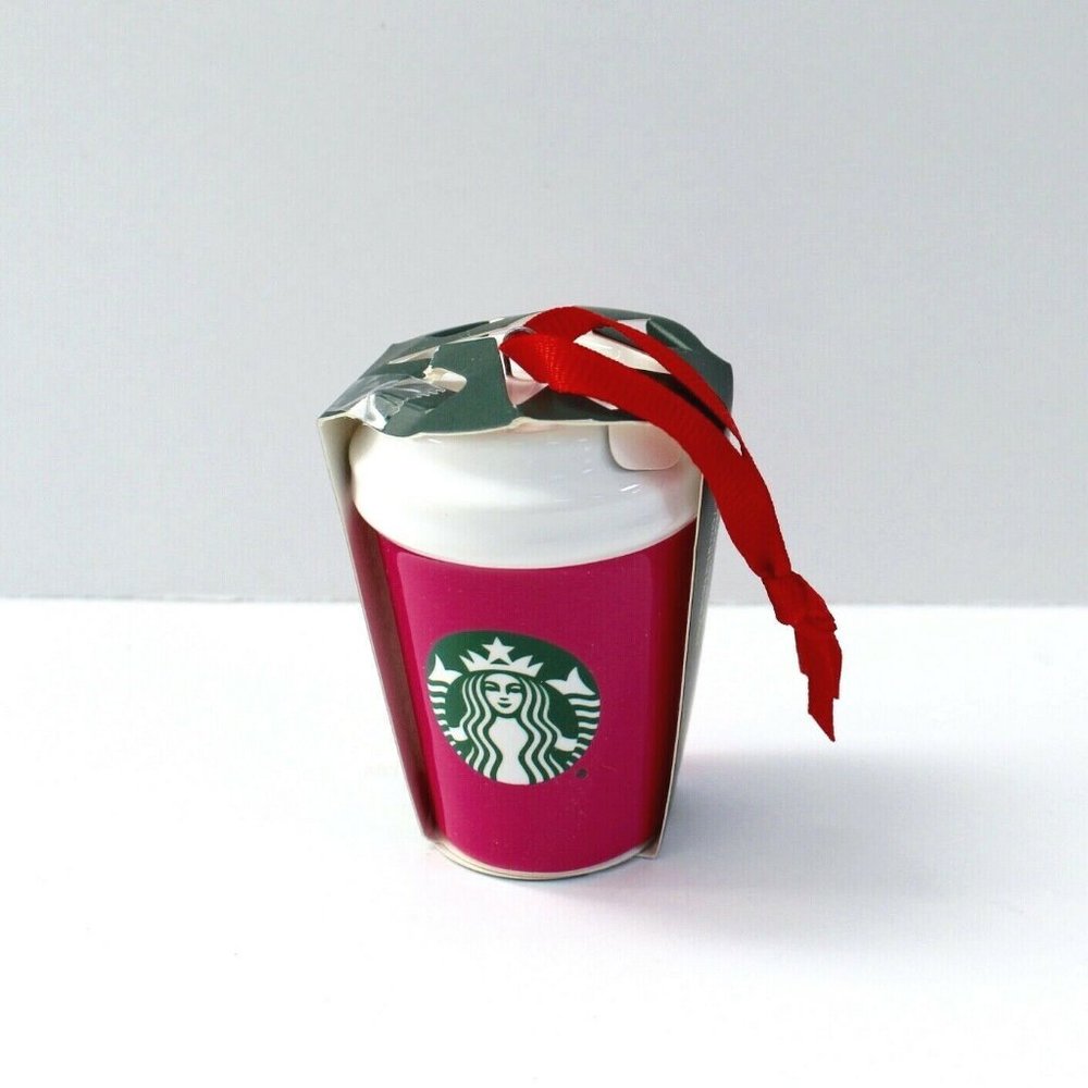 Starbucks 2021 Holiday Christmas Hot Pink Ceramic Cup Ornament